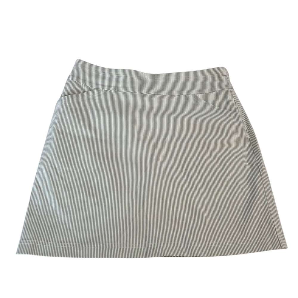 Mario Serrani Mini Skirt Womens Green White M Striped Stretch Slash Pocket Short